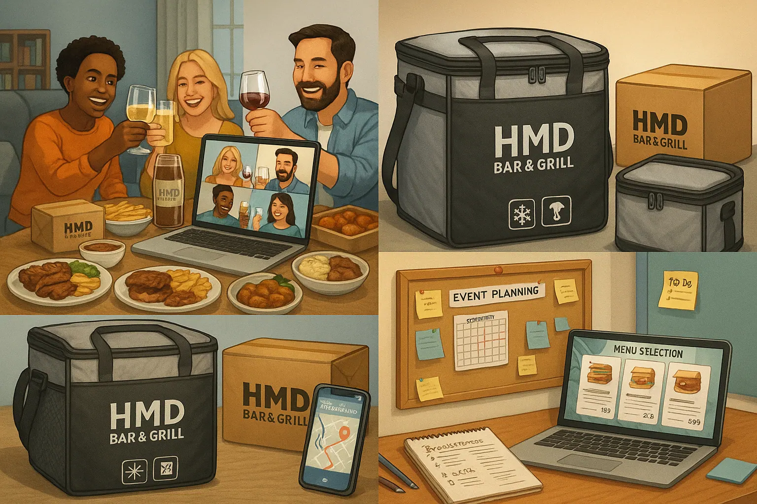 Planning a Virtual Party With HMD Bar and Grill Delivery Packages