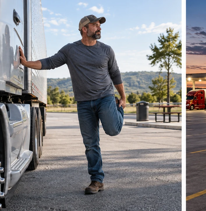 Freight driver preparing a safe commercial run.