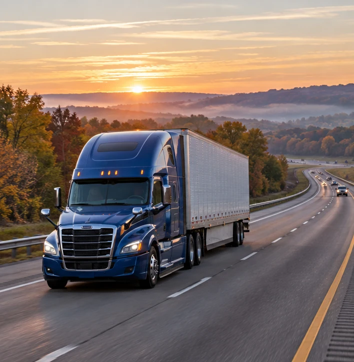 Freight driver preparing a safe commercial run.